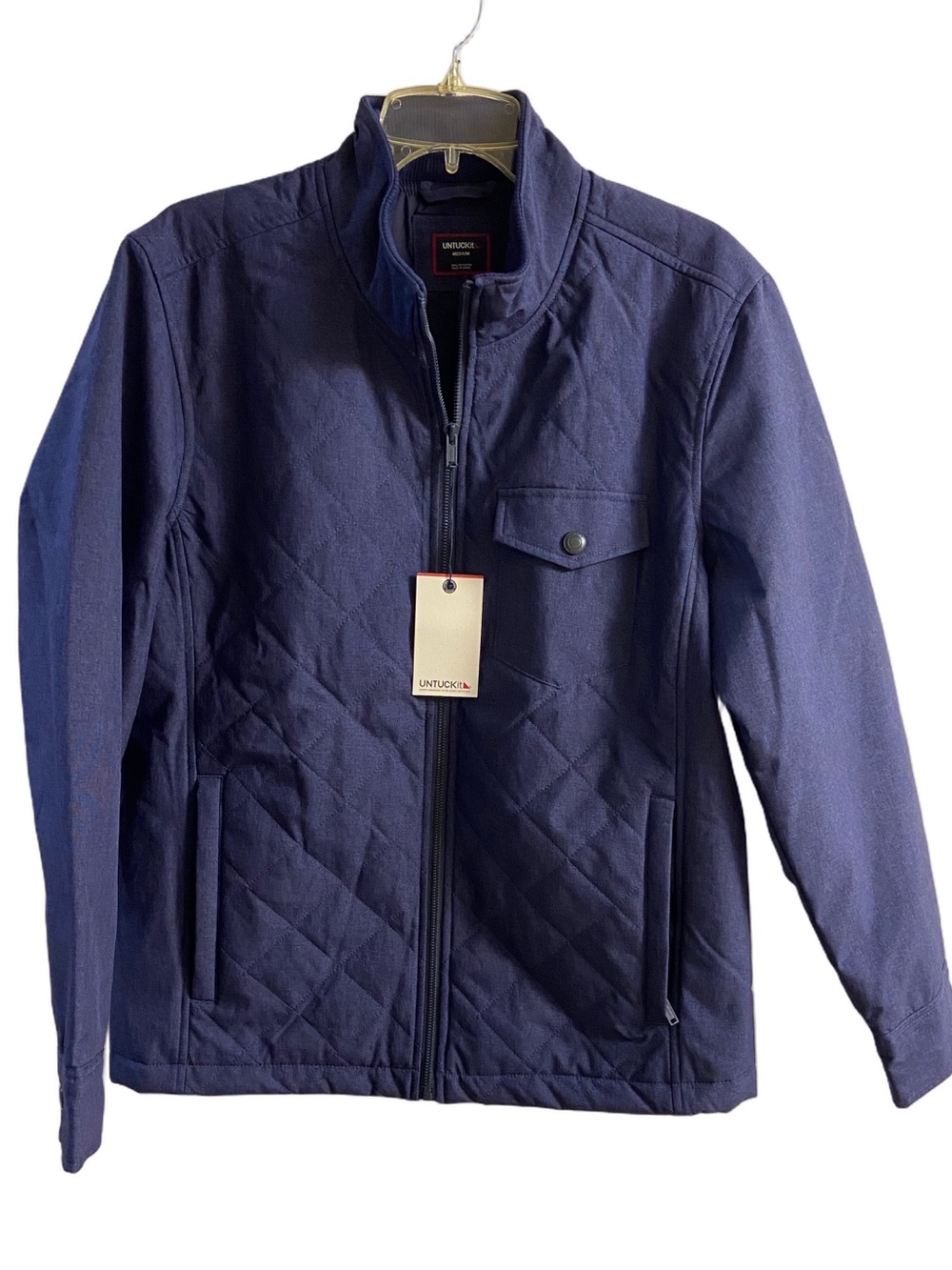 UNTUCKit Gardner Navy Quilted Full Zip Lightweight Outerwear Jacket Medium NWT